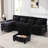 UNITED WE WIN 106" U Shape Sectional Sofa Cloud Couch For Living Room, Upholstery Comfy Modular Sofas, 4 Seat Chenille U-Shaped Sleeper Sofa With Chaise Lounge, Ottoman & Pillows-1084435973