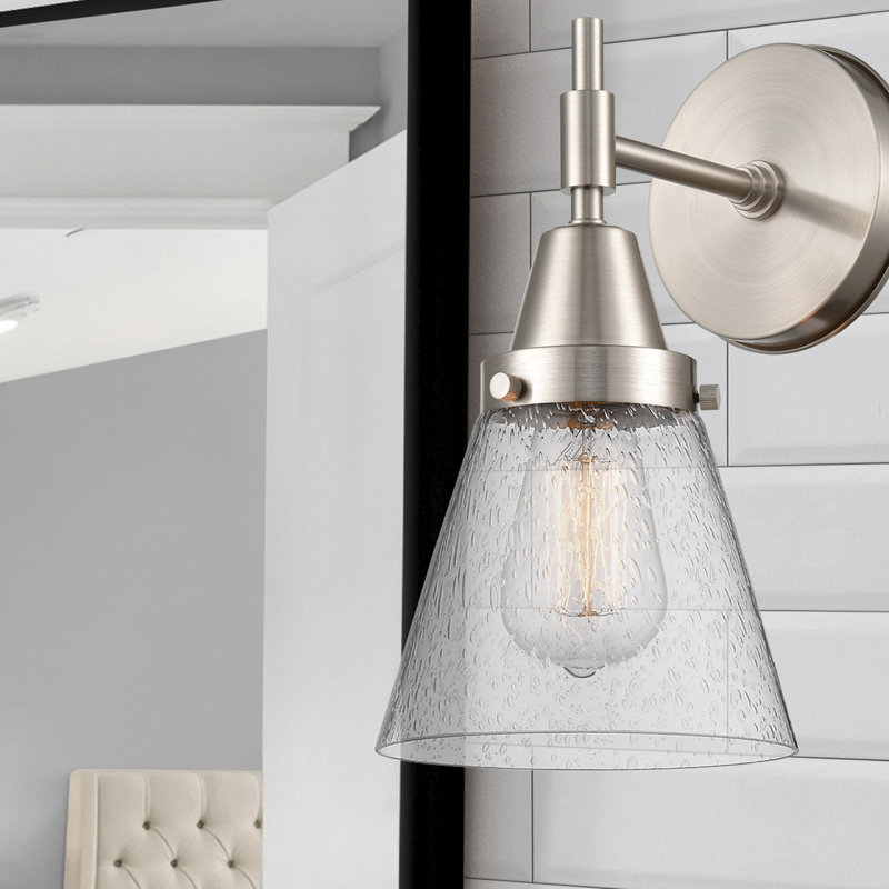 Gayle Steel Armed Sconce, Seedy, Satin Nickel, Incandescent
