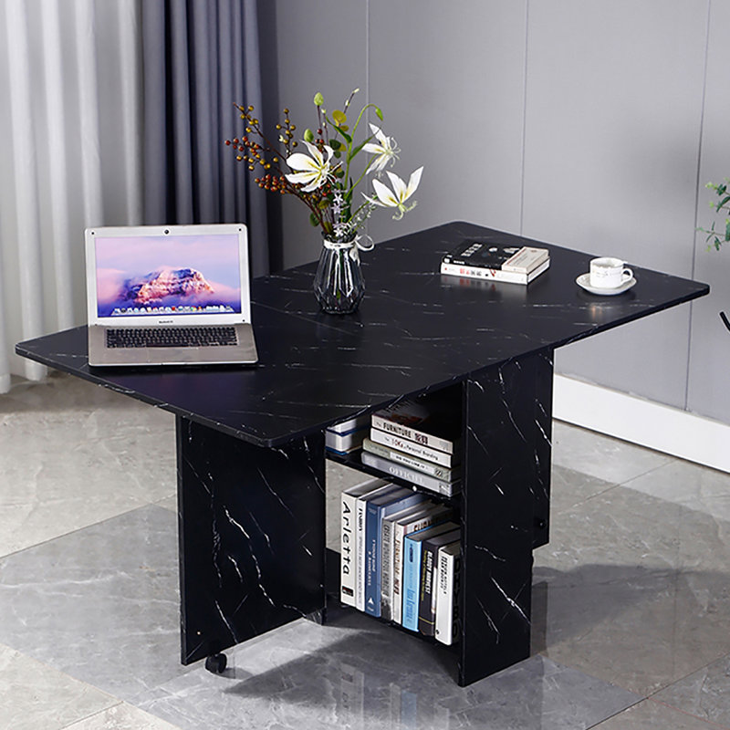 Mullett Extendable Dining Table, Black Marble