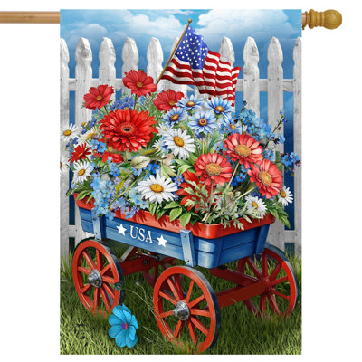 Patriotic Wagon House Flag