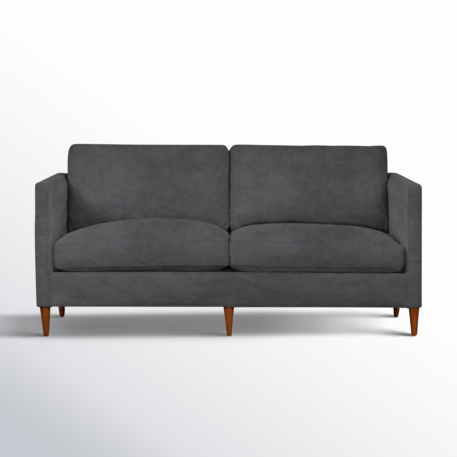 Clifford Upholstered Custom Studio Sofa, Bella Cornflower Performance Velvet