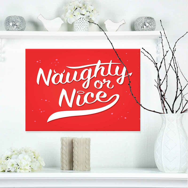 Noël coquine ou Nice-impression d’art textuel, H 20 po x l 20 po x P 1 po, H 36 po x l 46 po x P 1,5 po