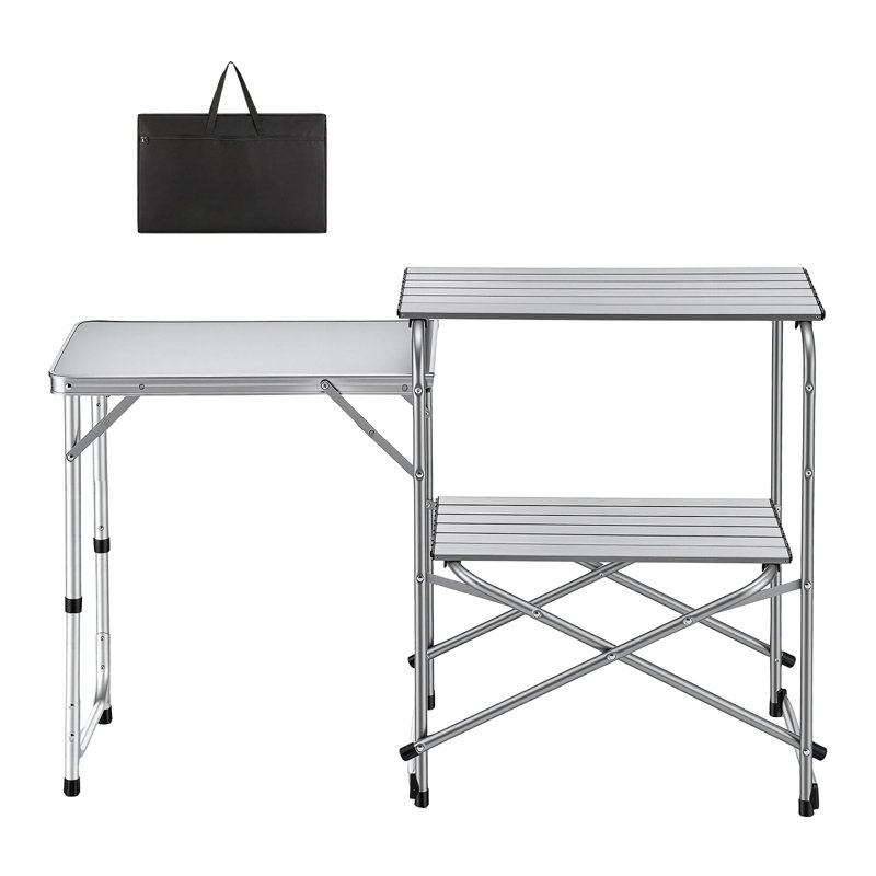 Rectangle Iron Outdoor Camping Table - 117 cm W 45 cm D, 80cm H x 45cm W x 117.1cm D, Silver