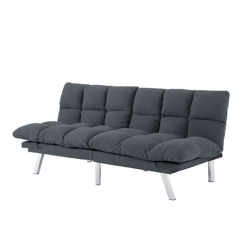AC Pacific Modern Tufted Convertible Futon Sofa – Dark Grey, Dark Gray