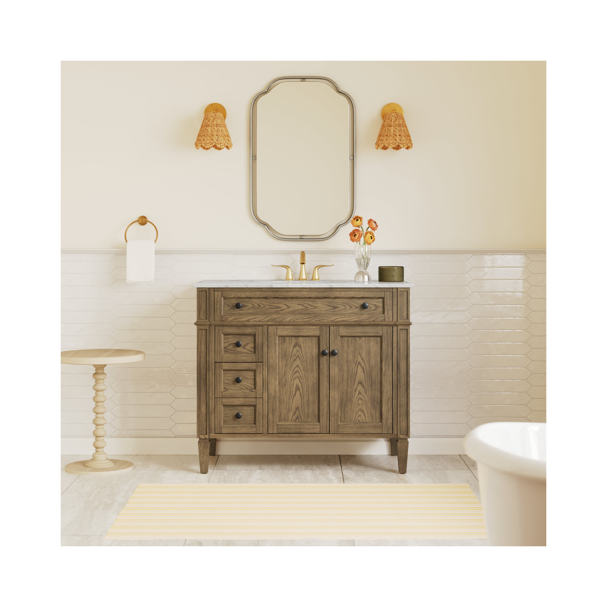 Rivers 40'' Single Bathroom Vanity, Driftwood