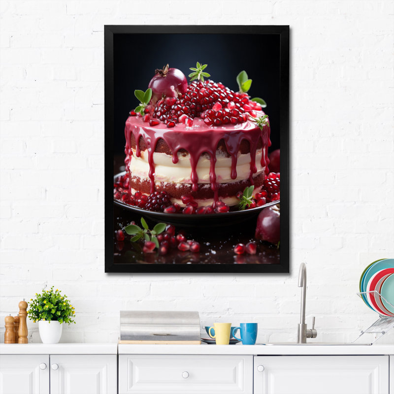 Gâteau à la grenade sauvage Mmmmmmm, H 32 po x l 24 po x P 1 po, Cadre simple noir
