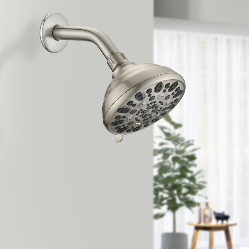 Pomme de douche 4,72 po en nickel brossé - haute, 6 modes réglables, débit de 1,8 gal / min avec réglages, débit, installation facile