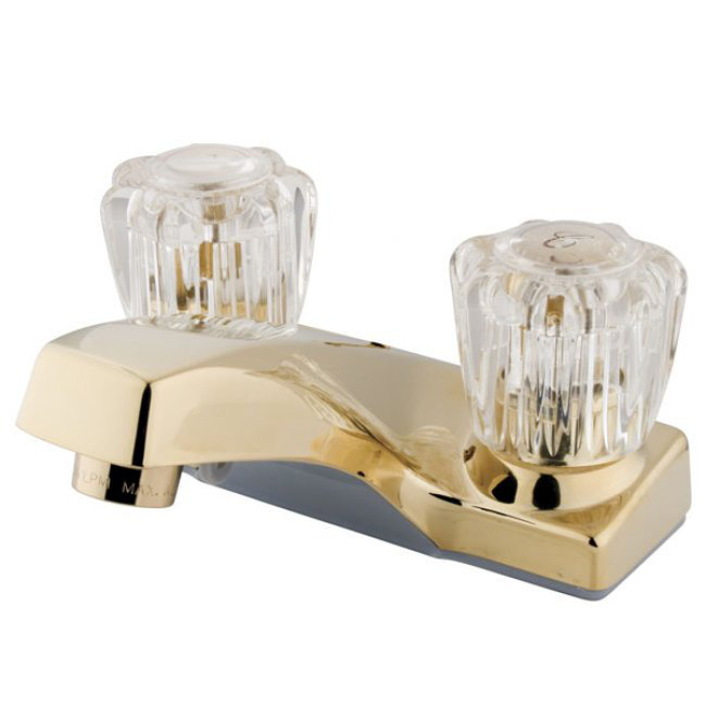 Elements of Design Centerset Bathroom Faucet, Polished Brass, With Brass Pop Up Drain