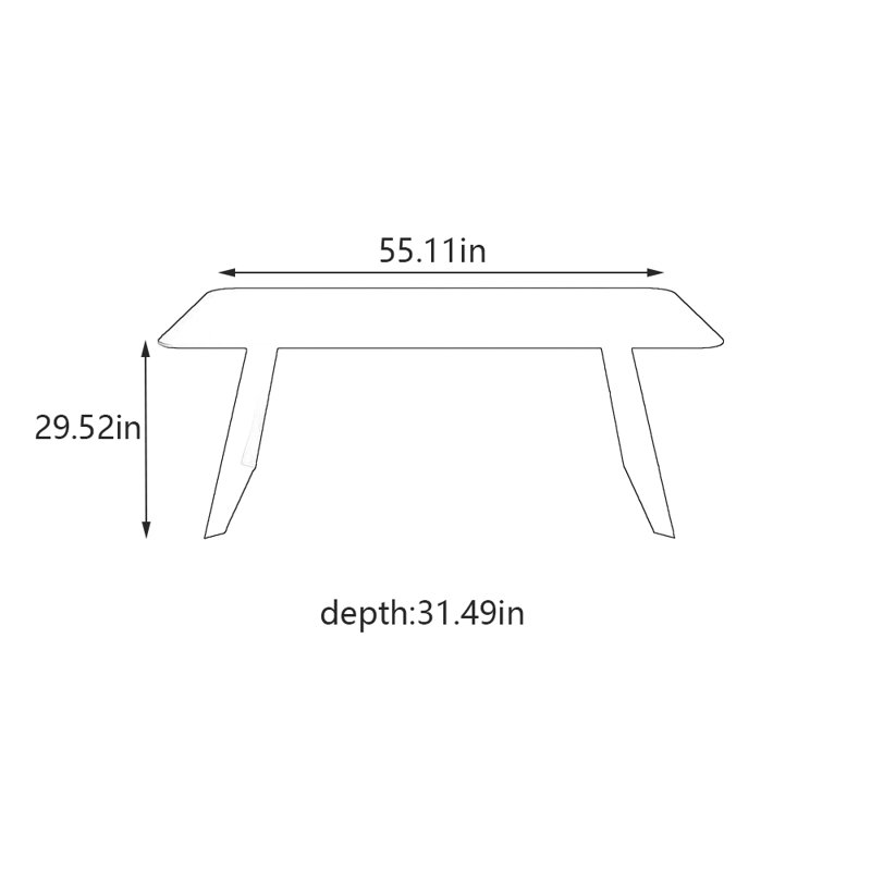 Table de salle à manger rectangulaire Pure Black Rock, H 29,52 po x L 55,11 po x l 31,49 po