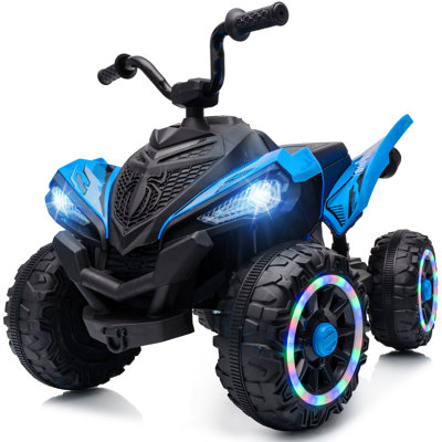 Outfunny 24V Kids ATV 4 Wheeler, Kids Ride On Toy avec roues lumineuses à DEL, musique et port USB - bleu