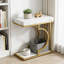 Table d'appoint Table de bout moderne en forme de C en or blanc Petite table de chevet pour canapé, table de canapé avec cadre en métal pour le salon
