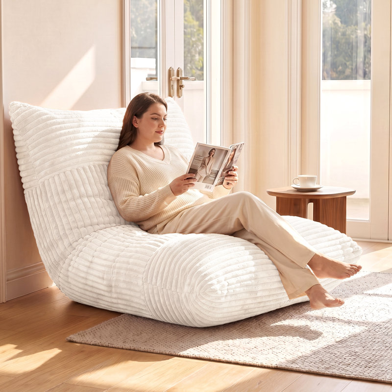 Fauteuil à billes 72 po en mousse à mémoire de forme 3 en 1 Corduroy Compression 72 po, Beige