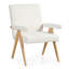 Chaise d'appoint Mid-Century moderne avec structure en bois d'hévéa et accoudoirs rembourrés