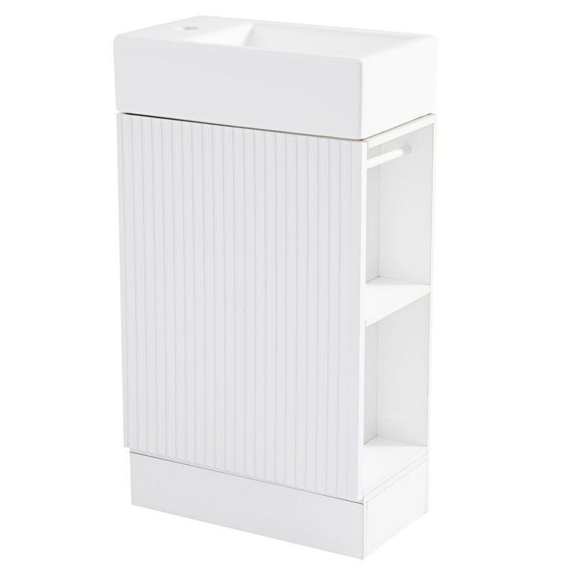 Hanjun 18.6 " W Freestanding Standard Free Standing 1 Single Vanity Bathroom Vanity With Ceramic Top