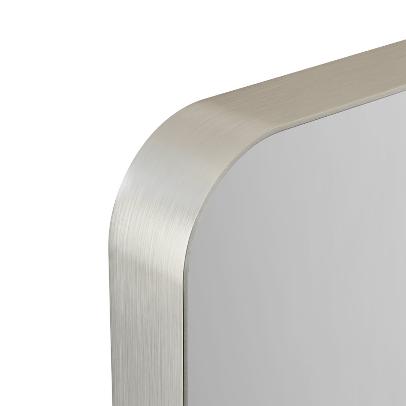 Aevar Wall Mounted Bathroom and Vanity Mirror With Tempered Glass and Aluminum Frame, Silver, 35" H x 30" W