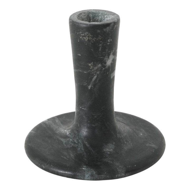 Bougeoir de table en marbre, H 4 po x l 4 po x P 4 po, Marbre noir veiné