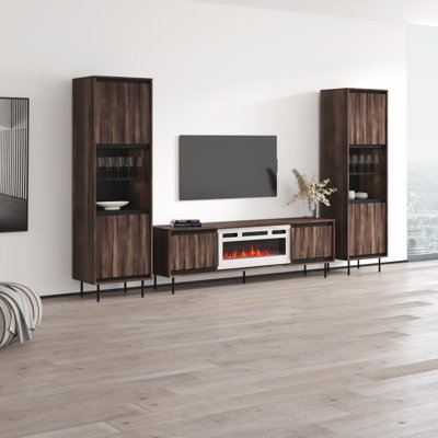 Swing 31.5" Modern Entertainment Center with Electric Fireplace, Matte Finish