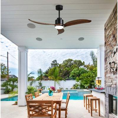 6-Speed Reversible DC Motor Propeller-Inspired Ceiling Fan No Light, Matte Black
