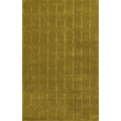 Mazzi Light Olive Hand-Loomed Geometric Wool Rug