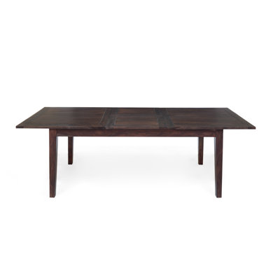 Dark Sheesham Wood Extendable Dining Table with Paneled Top - Modern Solid Wood Dining Room Table