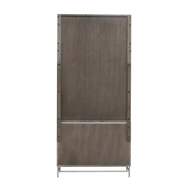 Gray and Silver 4-Shelf Bookcase with 2-Door Cabinet