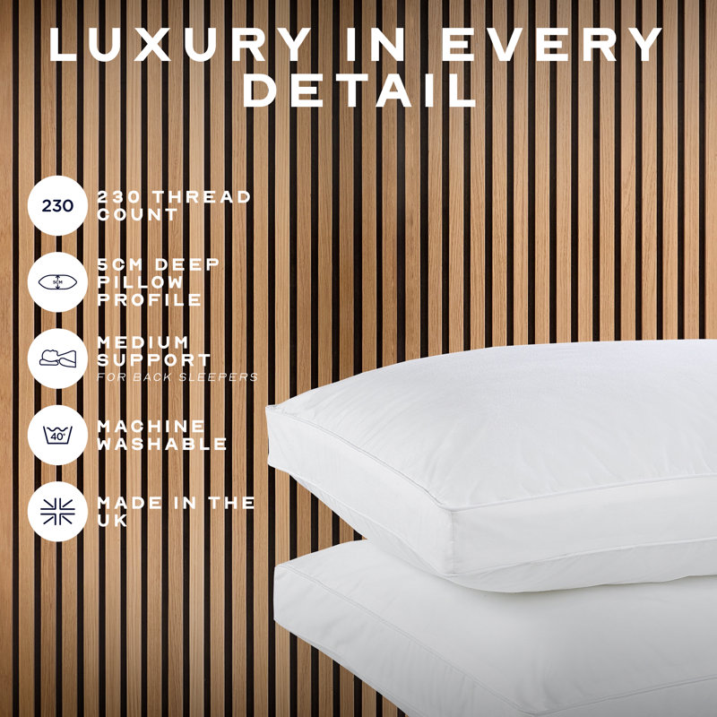 Luxurious Hotel Snuggledown Back Sleeper Medium Support Cotton Cover Pillow