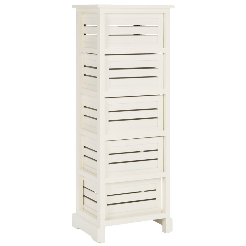 Commode 5 tiroirs Aliaya, Crème vieilli