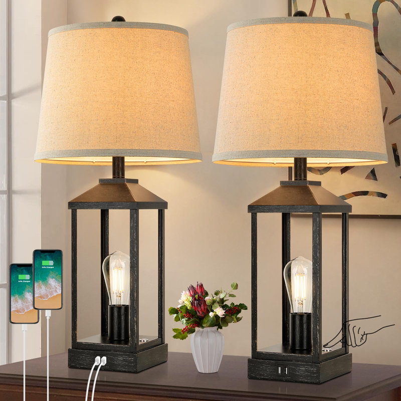 Lampe de table Barbary, Noir, H 27 po x l 6 po x P 6 po