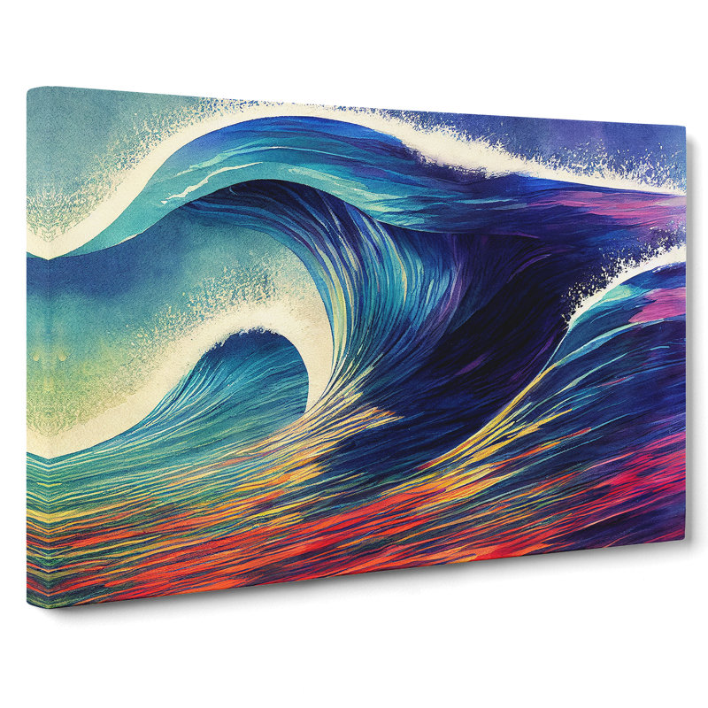 Ocean Wave Colours - Wrapped Canvas Print, 50cm H x 76cm W x 3cm D