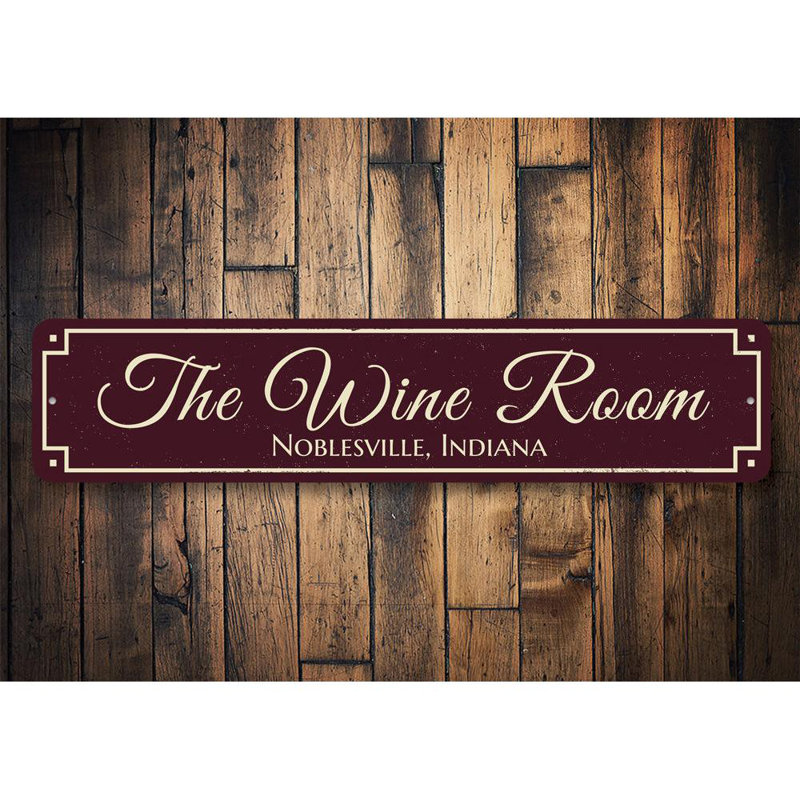 Plaque en aluminium The Wine Room, H 6 po x l 24 po x P 0,06 po