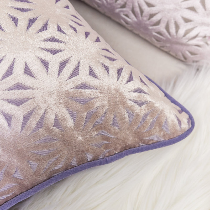  Cut Velvet Throw Pillow Cover & Insert, Purple
