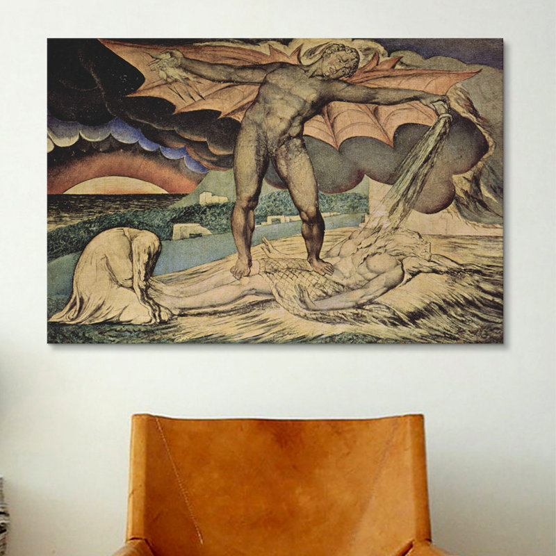 « the examen of hiob » par reproduction d’art sur toile William Blake, H 12 po x l 18 po x P 1,5 po
