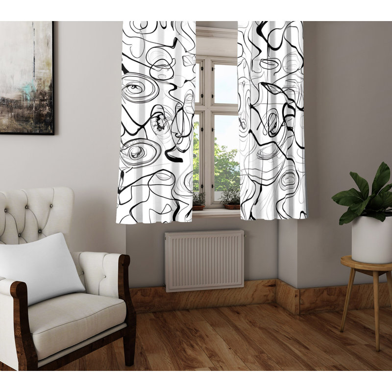 Paire de rideaux semi-transparents en polyester Detrez, L 56 po x L 78 po