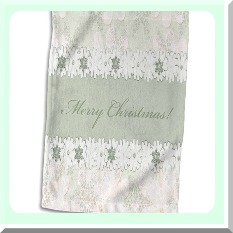 Merry Sage Delicate Towels - Snowflake & Flower Design in Beige