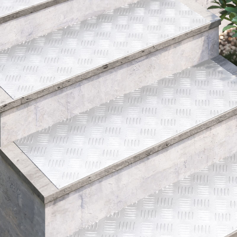 Metal Anti-Slip Stair Treads, Rectangle 30cm x 90cm, Silver