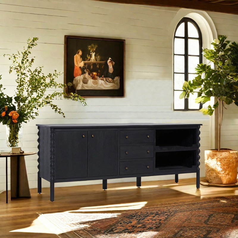 French style solid wood frame TV stand