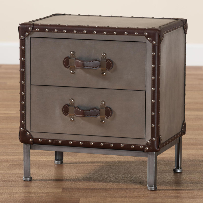 Jonisha Baxton Studio Heaton Vintage Weathered White Canvas 4-Drawer Storage Bench