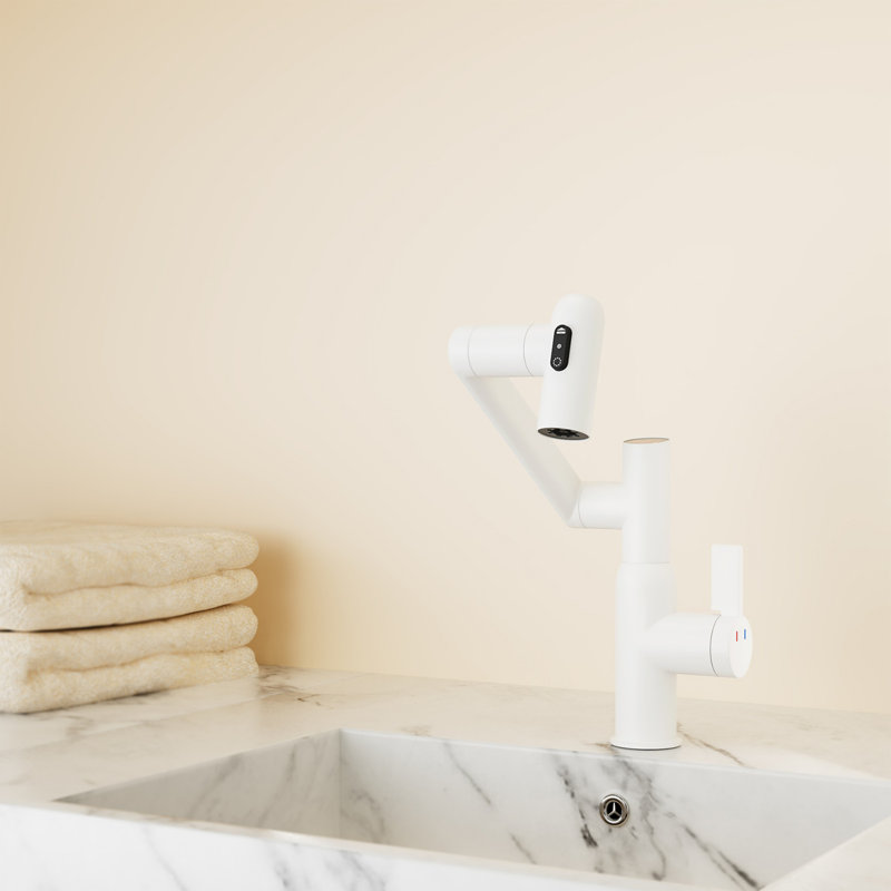  Robinet de lavabo de salle de bain avec fonction de pulvérisation et affichage de la température pour interrupteur antidérapant et rotatif à 360 °