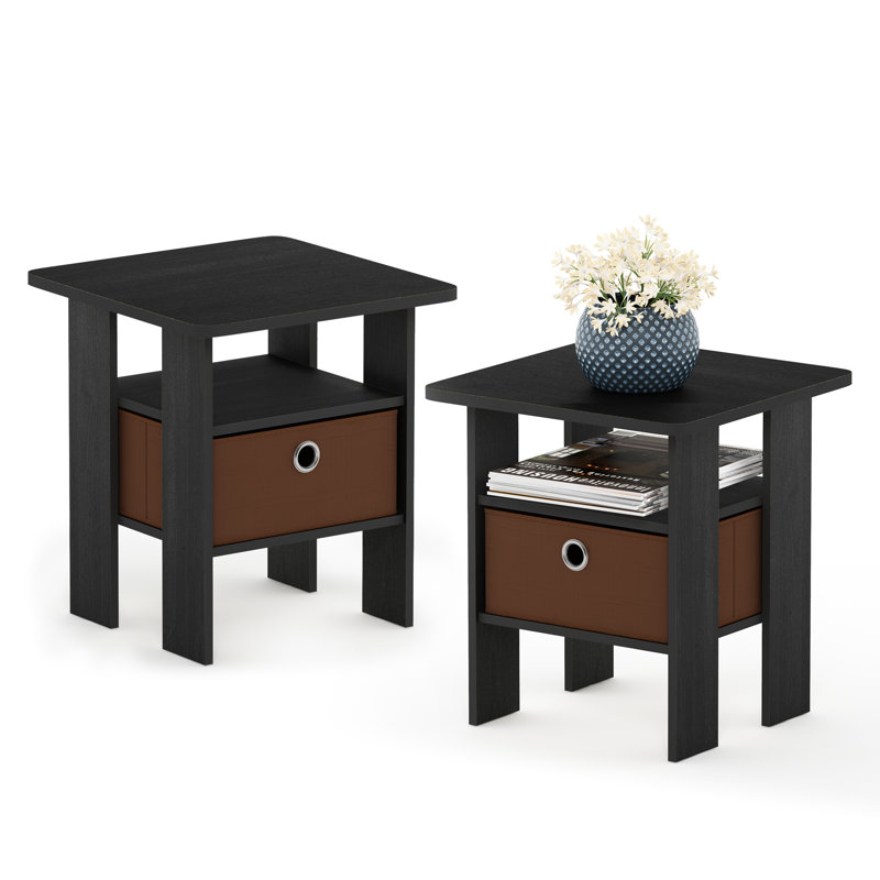 Joseph Side Table Nightstand with Bin Drawer, 2 per set, Americano