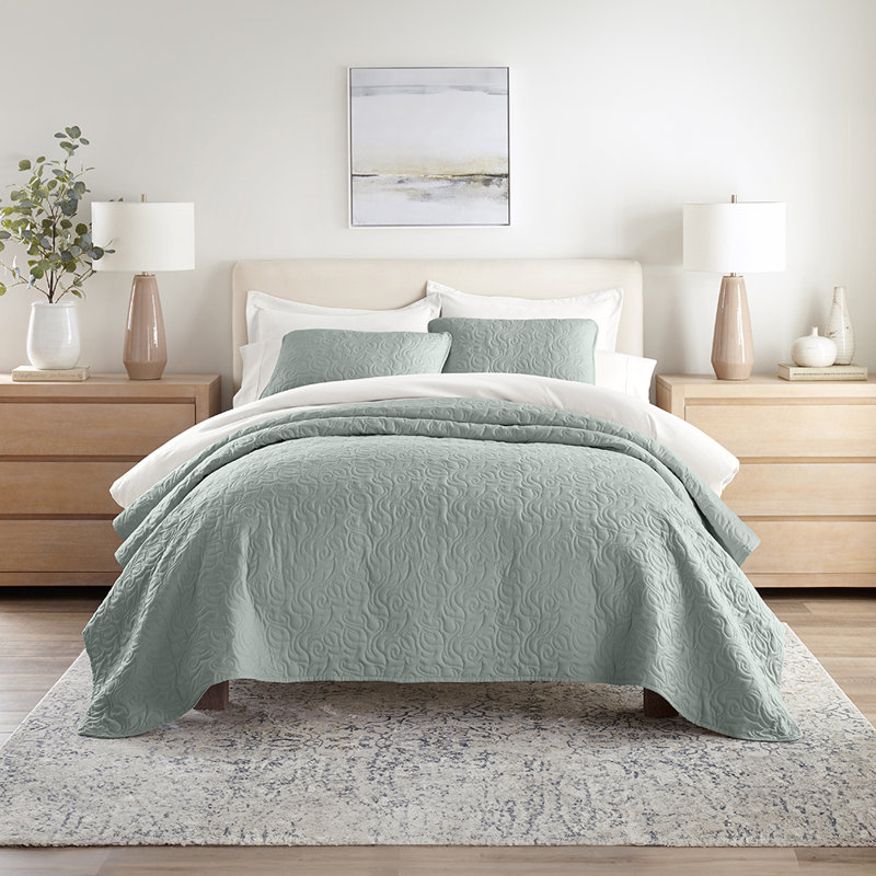Ensemble de courtepointe Becky Cameron, Eucalyptus, Courtepointe pour grand lit + 2 taies décoratives
