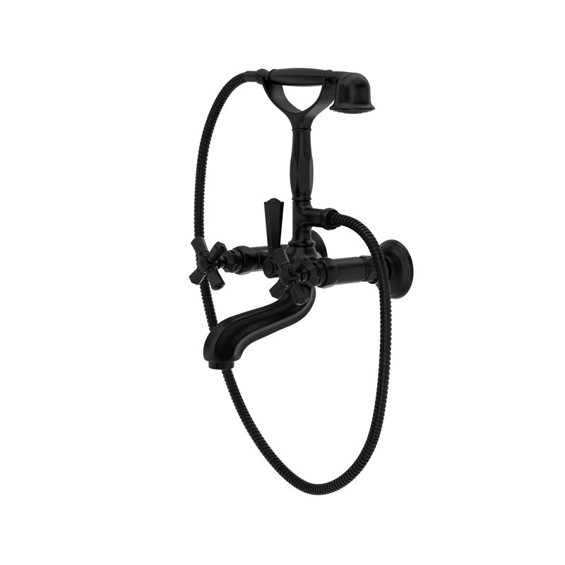 Palladian® Clawfoot Tub Faucet, Matte Black, Industrial Metal Lever Handle