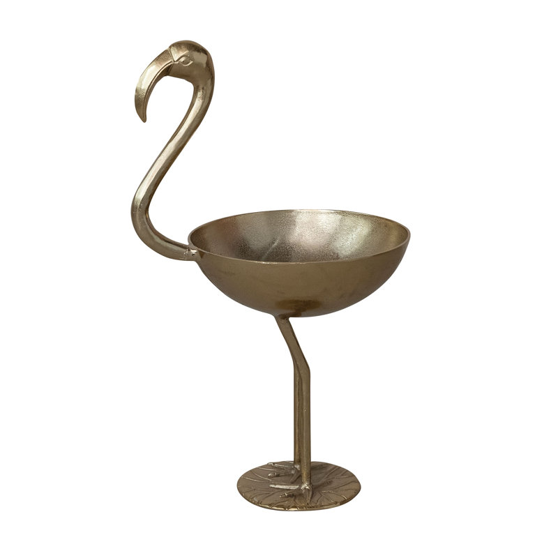 Cast Aluminum Flamingo-Shaped Decorative Bowl