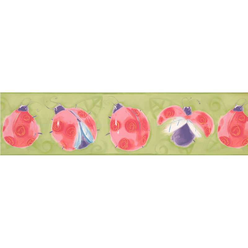 Bordure murale coccinelle, Rose / vert olive