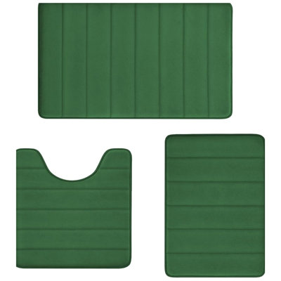 3-piece Memory Foam Bathroom Rug Set Dark Green