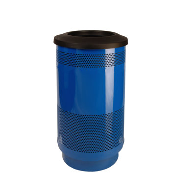 Stadium Series Perforated Metal Steel Open Outdoor Trash/Recycling Bins - 35 Gallons