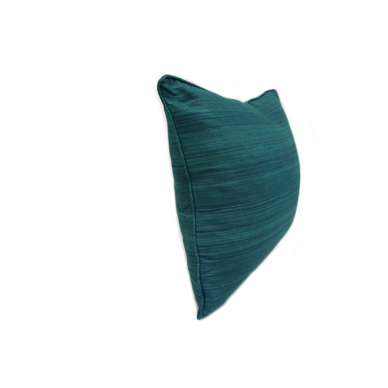 Coussin en soie brute 18 po, Bleu sarcelle