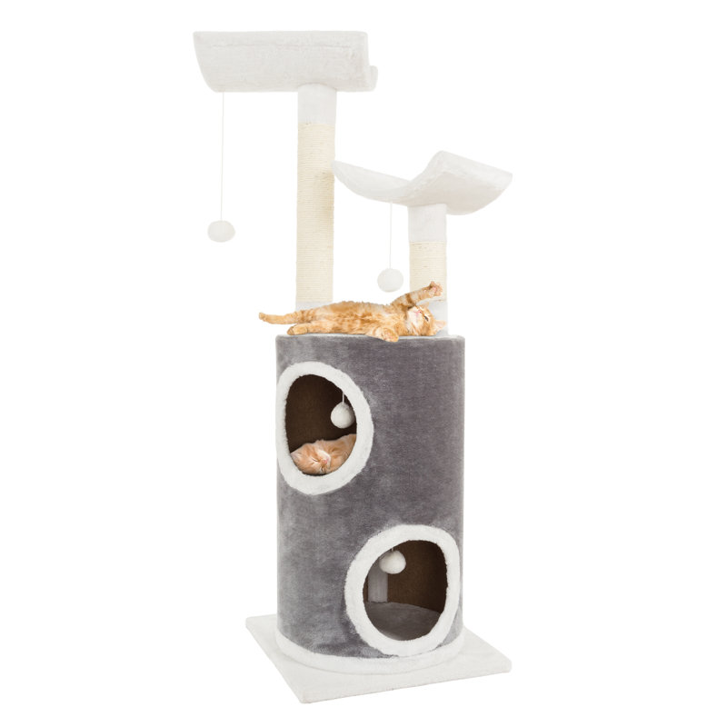 Gray Sisal 45" Cat Tree with Double Decker Condo