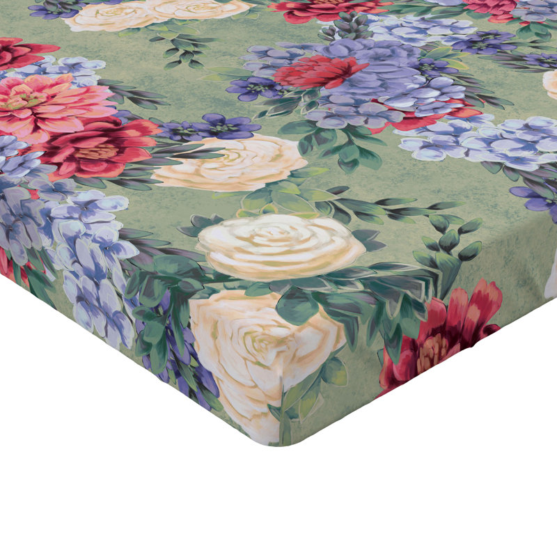 Drap-housse rustique Ambesonne, Rose séchée, vert laurier / floral, Drap-housse simple TG