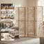 6 Panel Room Divider, Detachable Privacy Screens, Natural Wood