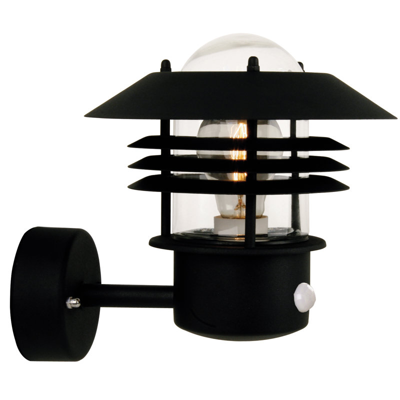 Vejers 23cm H Outdoor Armed Sconce, Galvanized Steel /  Black